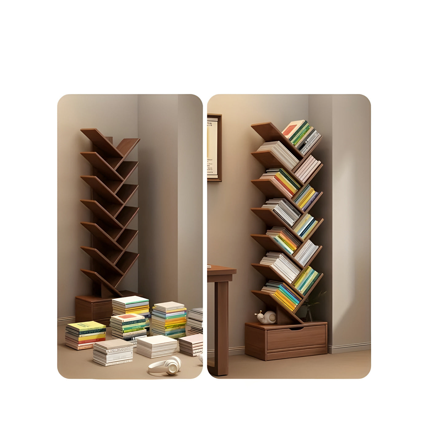 StorySpire Shelf - Vertikales Freistehendes Holz-Bücherregal