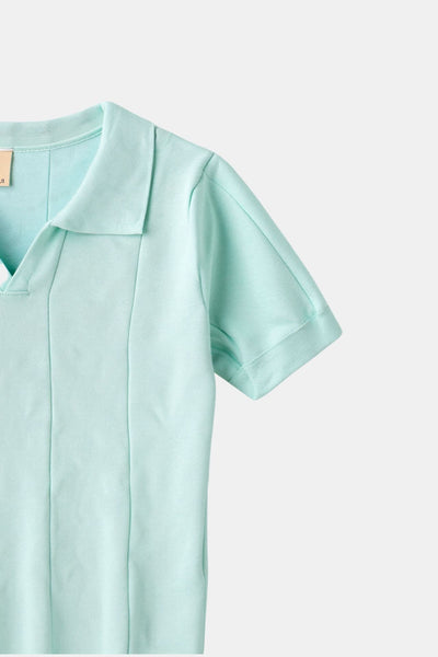Retro-Strick-Poloshirt in Mintgrün