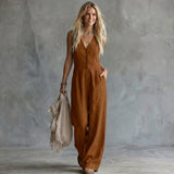 Amberaa – Bequemer Und Lässiger Jumpsuit in Braun