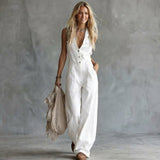Amberaa – Bequemer Und Lässiger Jumpsuit in Weiß