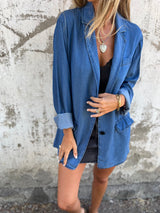 Ysabeau | Elegantes Denim Lässiges Jas in Blau