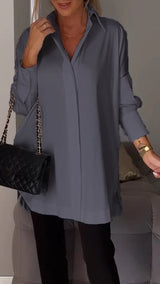 Bettina - Chique Bluse aus Chiffon in Übergröße in Grau