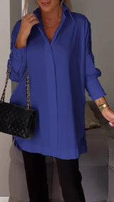 Bettina - Chique Bluse aus Chiffon in Übergröße in Dunkelblau