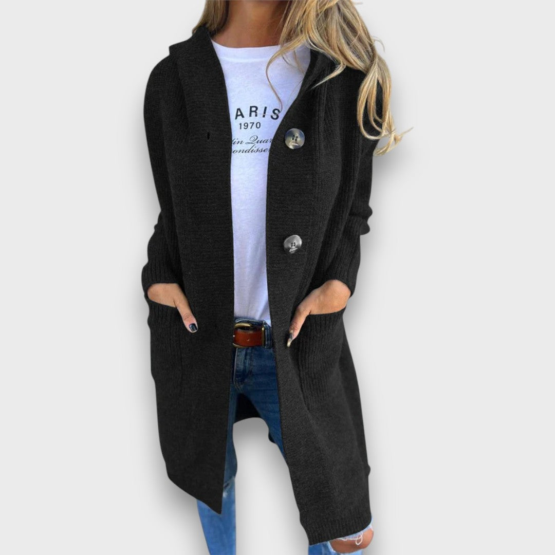 Fara – Strick-Cardigan mit Kapuze & Knopfleiste