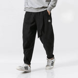 Herren-Baggy-Hose aus Leinen - Iker in Schwarz