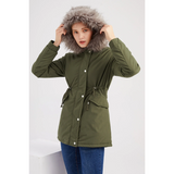 Gabriela | Damen Warme Winterjacke mit langen Ärmeln in Grün