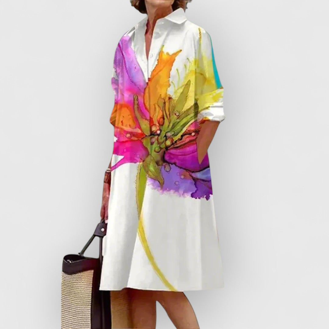 Scarlett | Weißes geblümtes Kleid