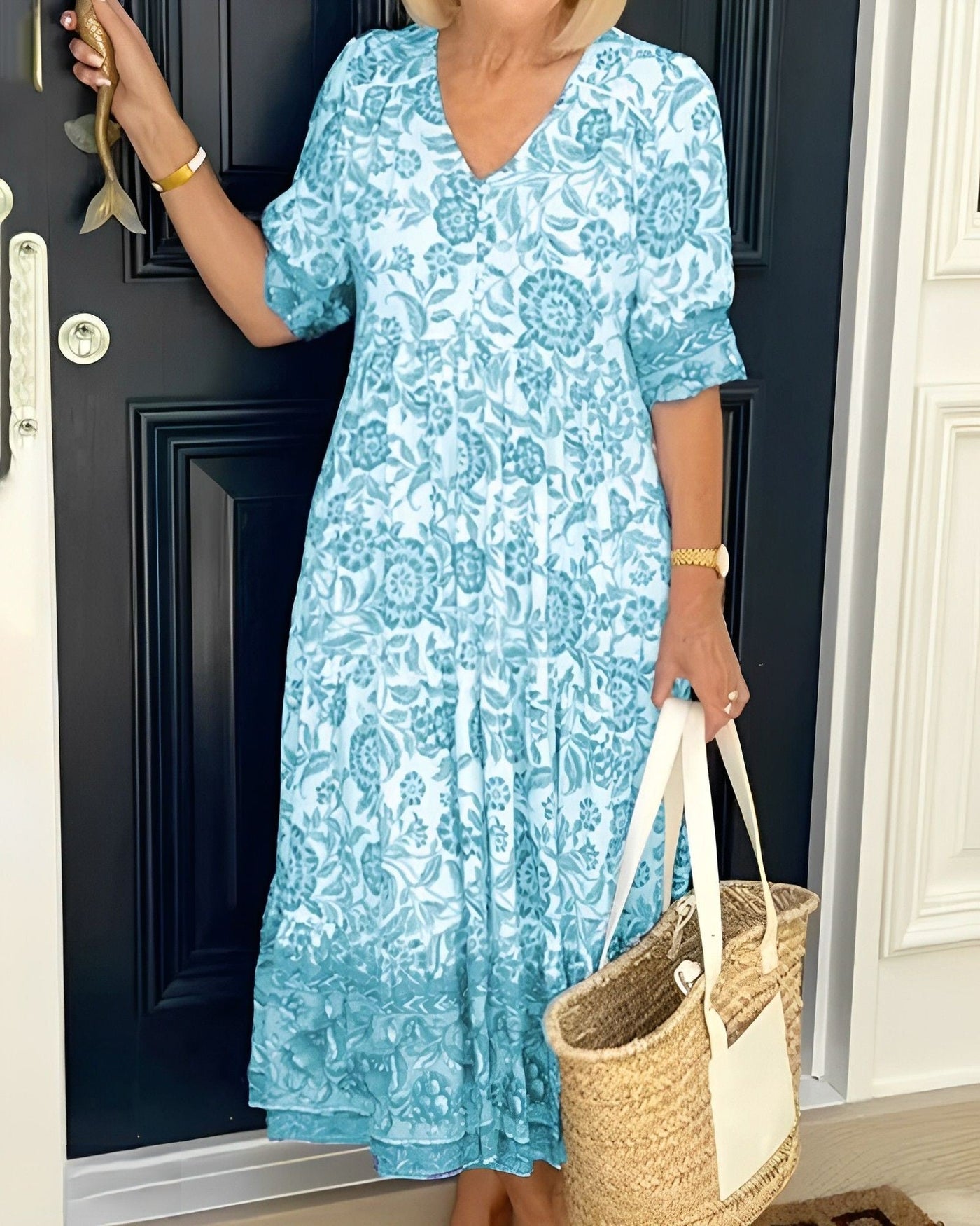 Karla - Elegantes geblümtes Maxikleid