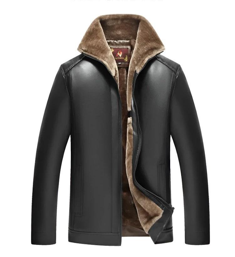 Kaloy - Männer Winter Chic Fleece Lederjacke