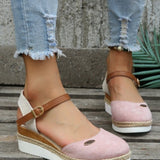 Damen Keilsandalen aus Canvas mit verstellbarem Espadrille-Riemen - Clara in Rosa