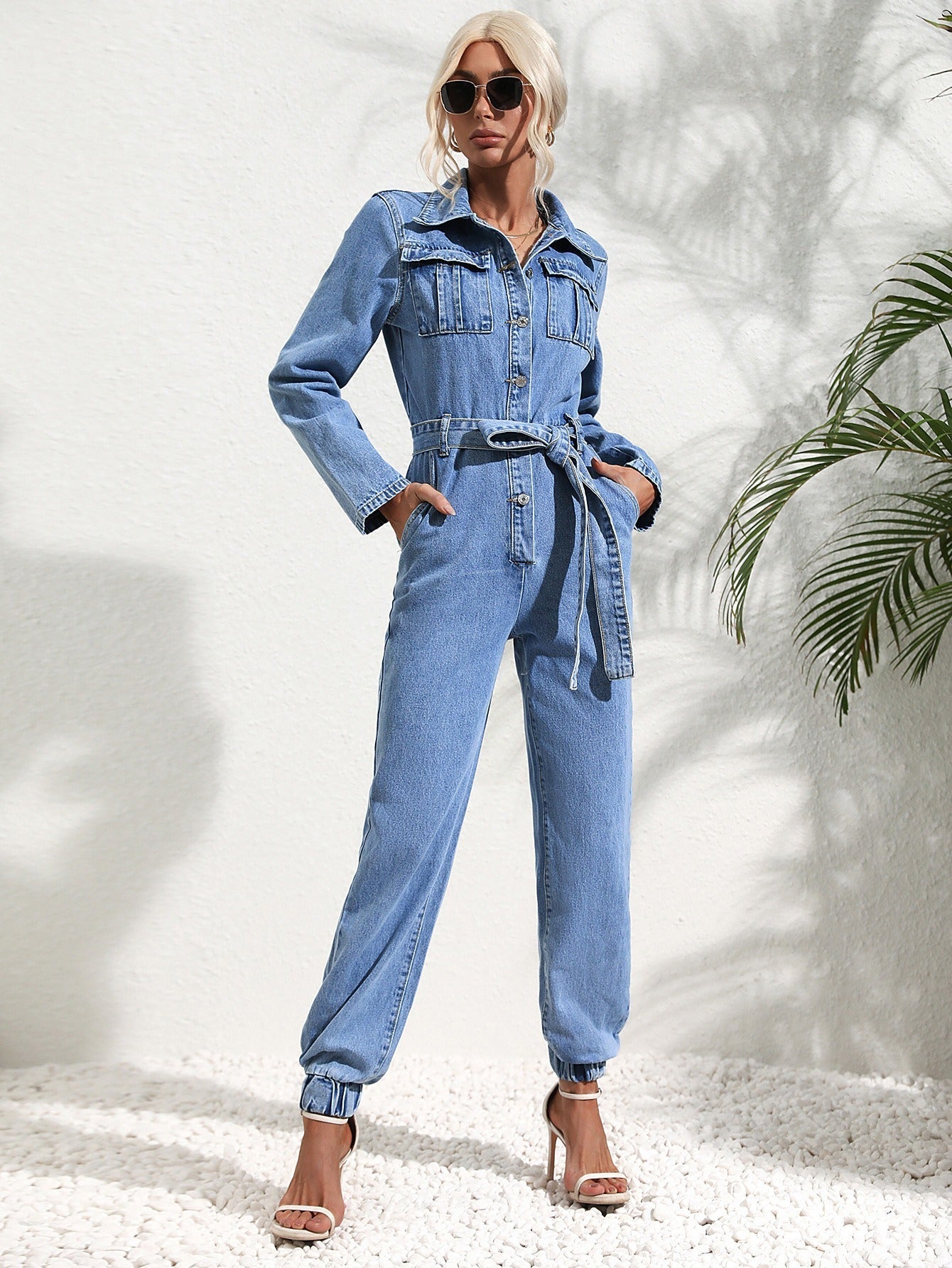 Melita - Denim Overall mit Pattentaschen