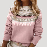 Jenny | Damen Frühlings Fair-Isle-Strickpullover in Rosa