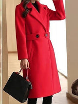 Regine | Winter-Wollmantel mit Gürtel im Slim-Design in Rot
