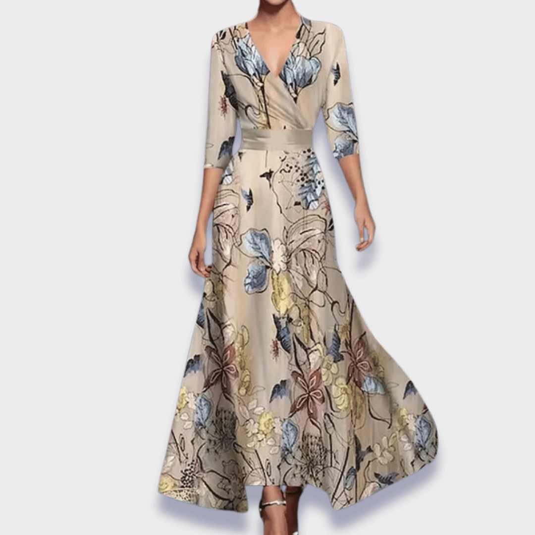 Stefanie | Elegantes Maxikleid mit Premium-Blumenstoff
