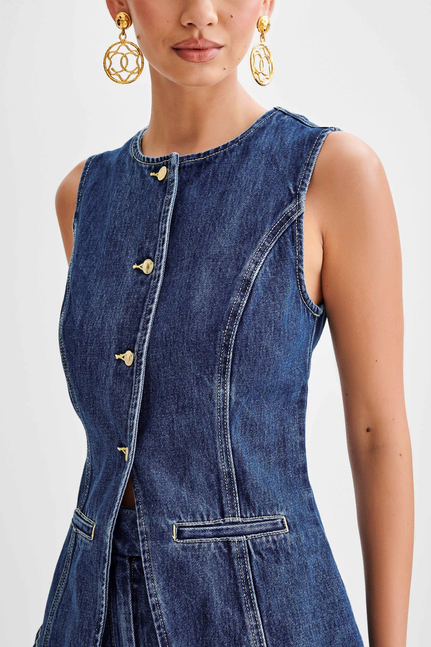 Helena - Dunkelblaues Denim Hemd