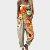 Evarielle - Softtouch-Jumpsuit in Cremefarbenes Blumenmuster