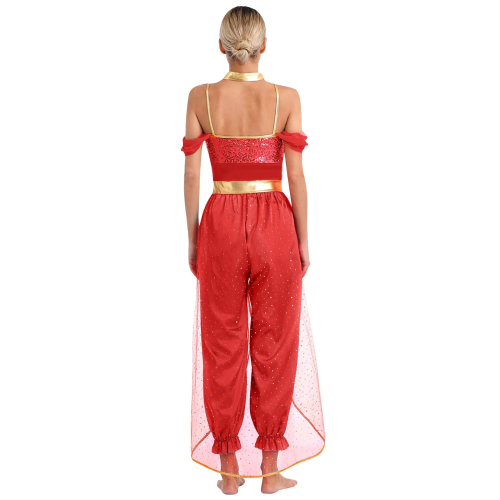 Damen Fantasy Halloween Jumpsuit | Schulterfrei im Harem-Stil
