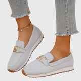 Sarah | Damen Frühlings Lässige Slip-On Loafer Schuhe in Weiß