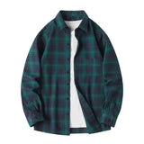 Ryder | Herren Flanellhemd Kariert Langarm Relaxed Fit Herbst in Grün