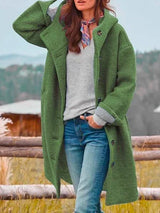 Selina | Damen Oversize Wintermantel mit Knopfleiste in Grün