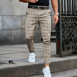 Moise™ | Elegante Herren-Slim-Fit-Hose mit Karomuster in Khaki