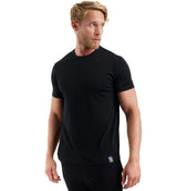 Herren Kurzarm Rundhals Einfach T-Shirt in Schwarz
