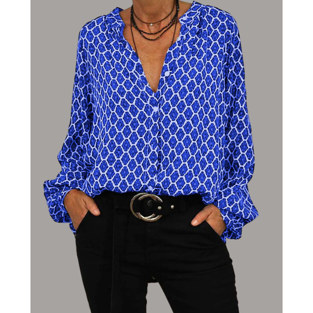 Leyla - Lässige Damenbluse mit V-Ausschnitt