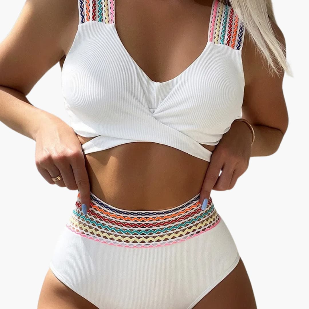 Gerippter High-Waist Bikini - Damen Zweiteiler für den Sommer