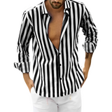 Roldan - Herren-Sommerhemd mit Streifenmuster in Schwarz