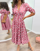 Monique | Damen Polka-Dots Kleid Elegant Feminin Klassisch in Lila (Fast ausverkauft)