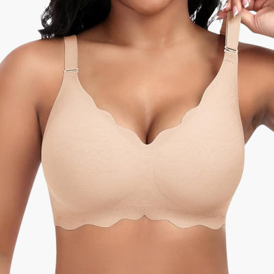 Damen bügelloser BH mit V-Ausschnitt und Spitzendetails