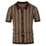 Atmungsaktive Herren Chevron Poloshirt mit Knopfleiste – Julian in Braun