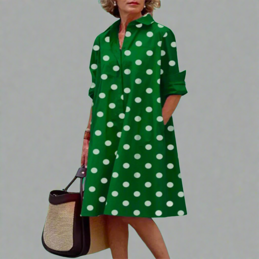 Janin | Handgefertigtes Premium-Midikleid mit Polka-Dots