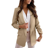 Damen Lange Leicht Blazer | Formell in Khaki