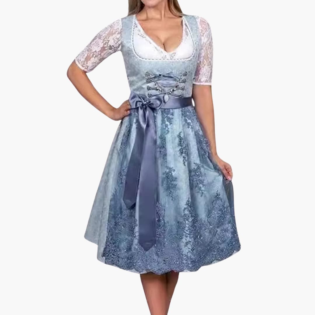 Dirndl kleid mit Spitzenärmeln für Damen - Oktoberfest 2025