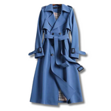 Amira | Damen Klassischer Trenchcoat mit Gürtel für den Winter in Blau