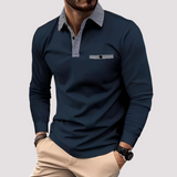 Aidan - Stilvolles Langarm-Poloshirt für Herren in Marineblau