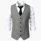 Herren Herringbone Trachtenweste - Robert in Grau