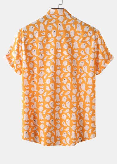 Halloween-Shirt mit Geisteraufdruck und Knopf