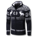 Lorenzo | Winter Herren Jacquard Pullover mit Reißverschluss und Stehkragen in Noir