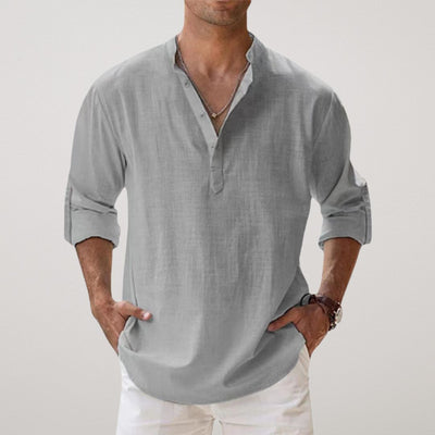 GUSTAV | HENLEY-SHIRT IM LEINEN-LOOK