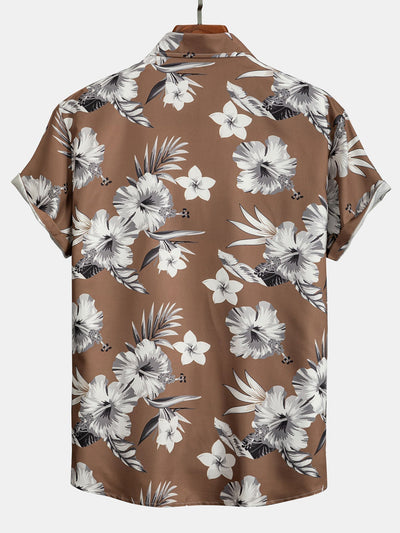 Shirt mit tropischem Blumenmuster und Knopfverschluss