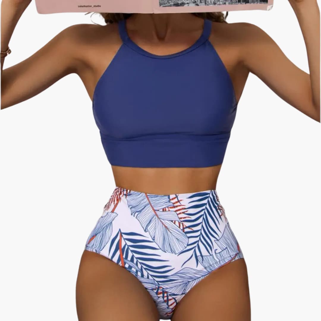 Blumenmuster High-Waist Bikini - Damen Zweiteiler für den Sommer