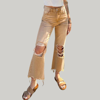 Flared Jeans mit verwitterten Knien