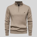 Zippie - Stylischer Bodyfit-Pullover mit Reißverschluss für Männer in Khaki