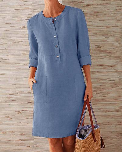 Merina - Elegante Knöpfe Schlichtes Kleid