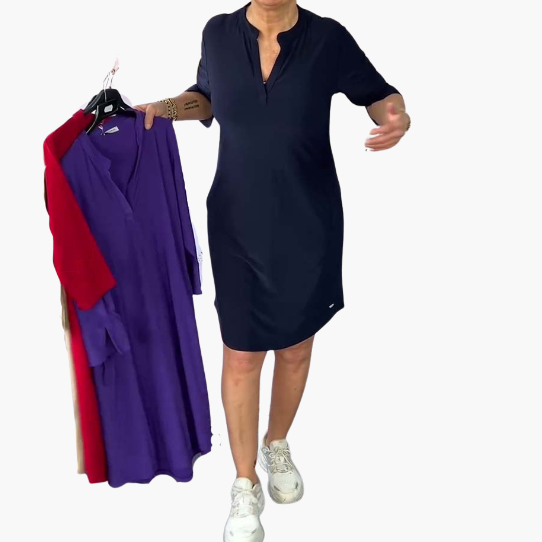 Helga | Schlichtes V-Ausschnitt Kleid