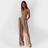 Zerya - Trägerloser Soft-Touch-Jumpsuit in Beige