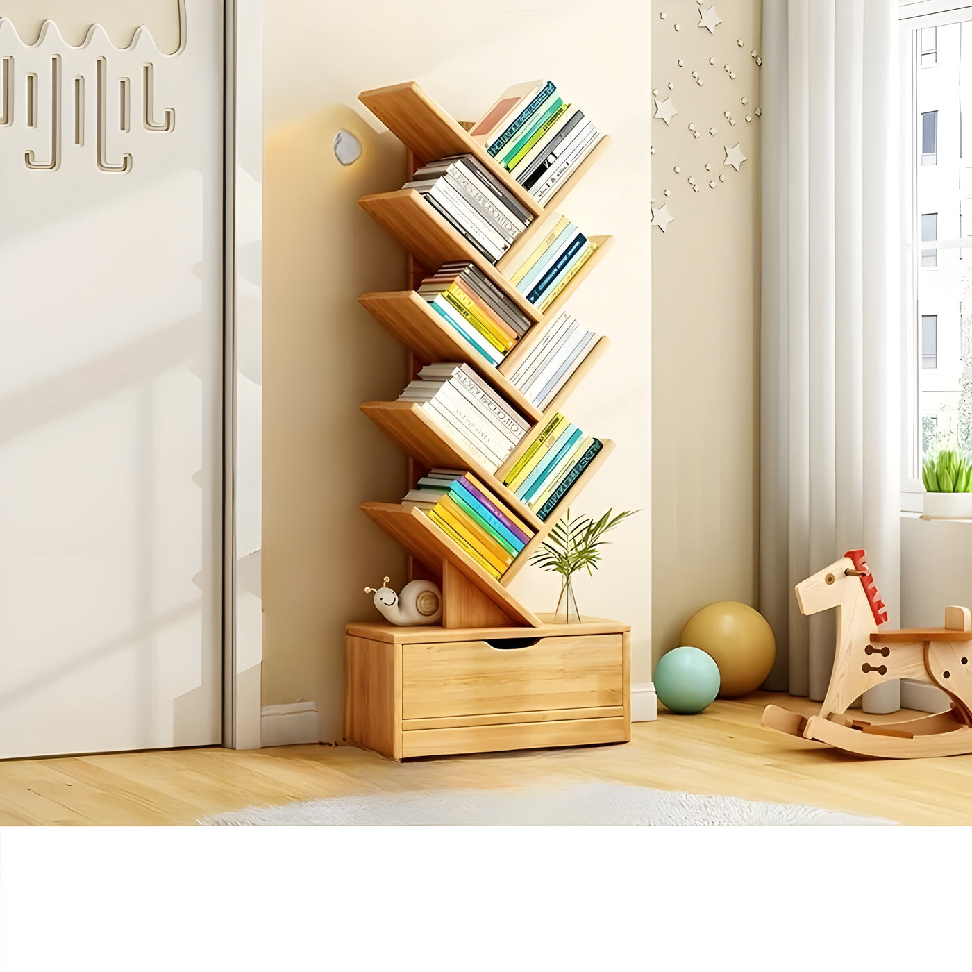 StorySpire Shelf - Vertikales Freistehendes Holz-Bücherregal