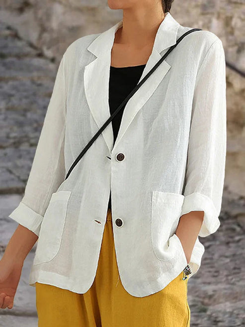 Ariadne - Damen Sommerblazer Leinen Weiß